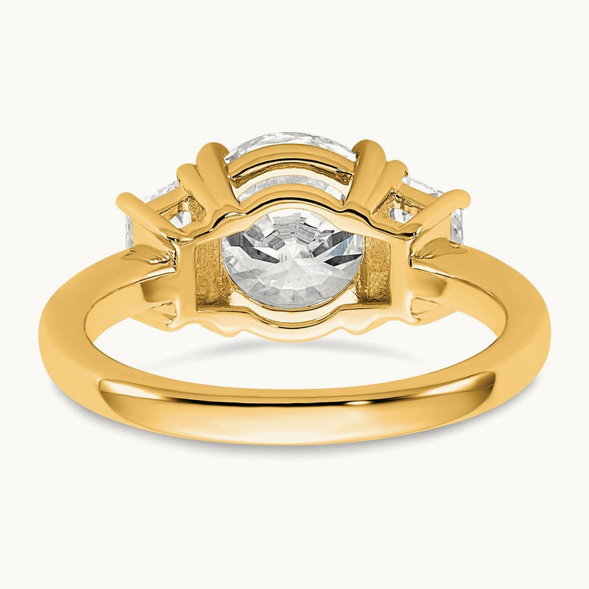 Trapezoid Sidestones Engagement Ring, 0.25-3.75 ct tw Lab-Grown Diamond — 3 1/2 ct, VS (Best) · Certified, 14K Yellow Gold