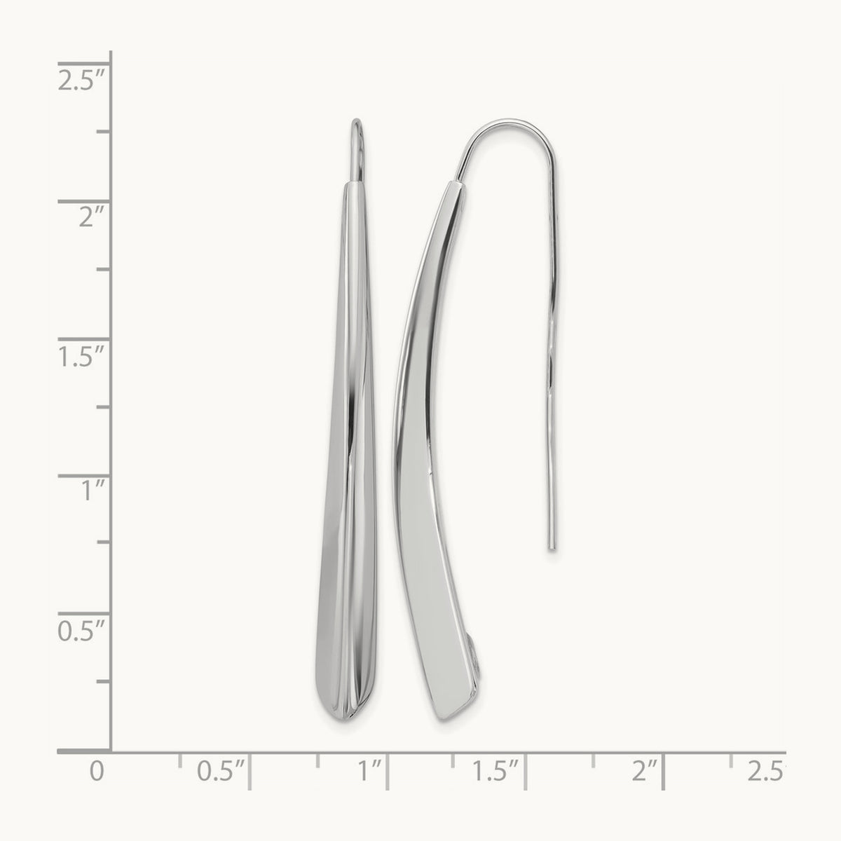 Rhodium-plate Polished Drop Bar Threader Earrings, Sterling Silver — Leslie's