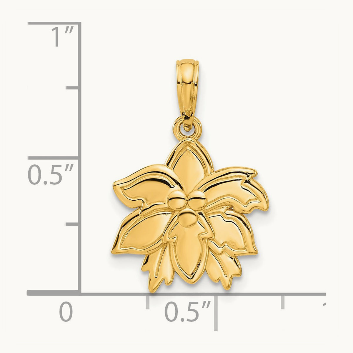 Polished Poinsettia Floral Pendant, 14K