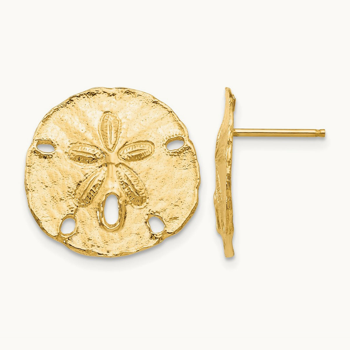 Large Sanddollar Post Earrings, 14K