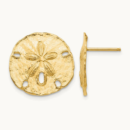 Large Sanddollar Post Earrings, 14K