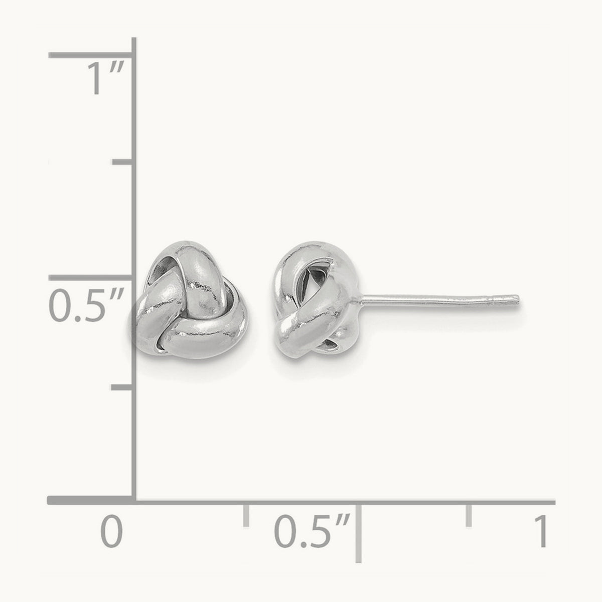Polished Love Knot Post Earrings — 14K White Gold