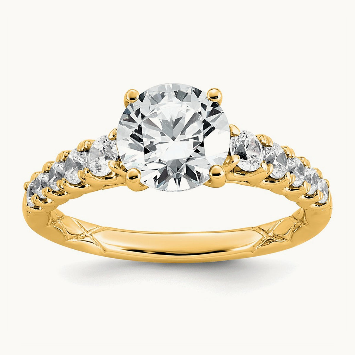 2 Round Engagement Ring, 2.00 ct tw Lab-Grown Diamond — 14K Yellow Gold