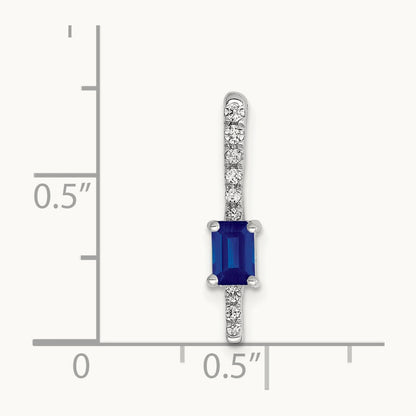 Diamond and .24 Sapphire Fancy Chain Slide, 14K White Gold