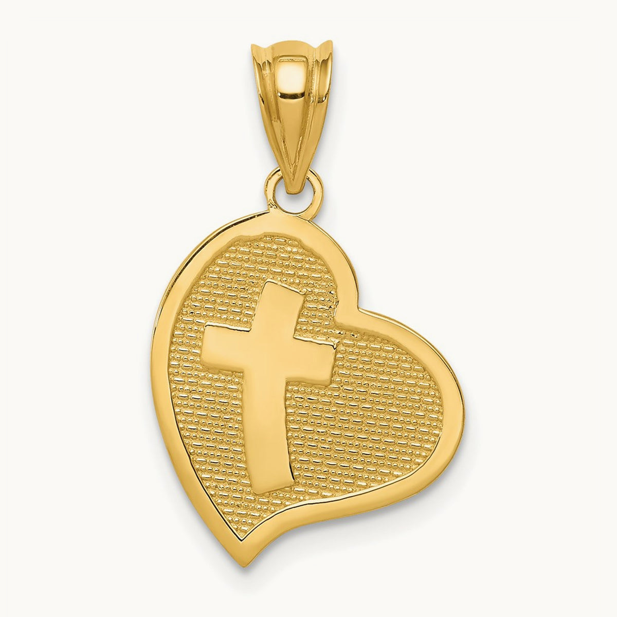 Polished Mom I Love You/Cross Reversible Heart Pendant, 14K