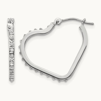 WG Diamond Fascination Diamond Dust/Accent Heart Hoops, 14K