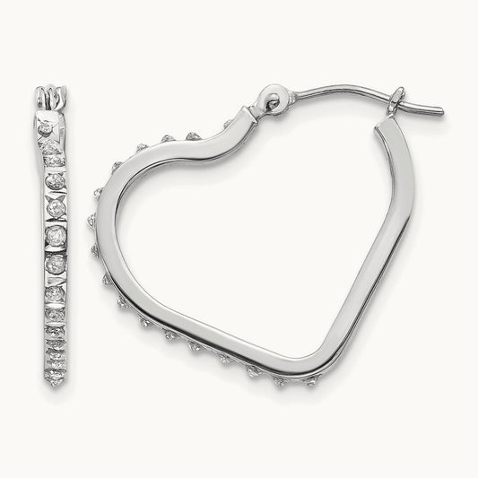 WG Diamond Fascination Diamond Dust/Accent Heart Hoops, 14K