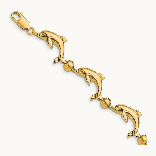 Polished Dolphin Bracelet, 14K