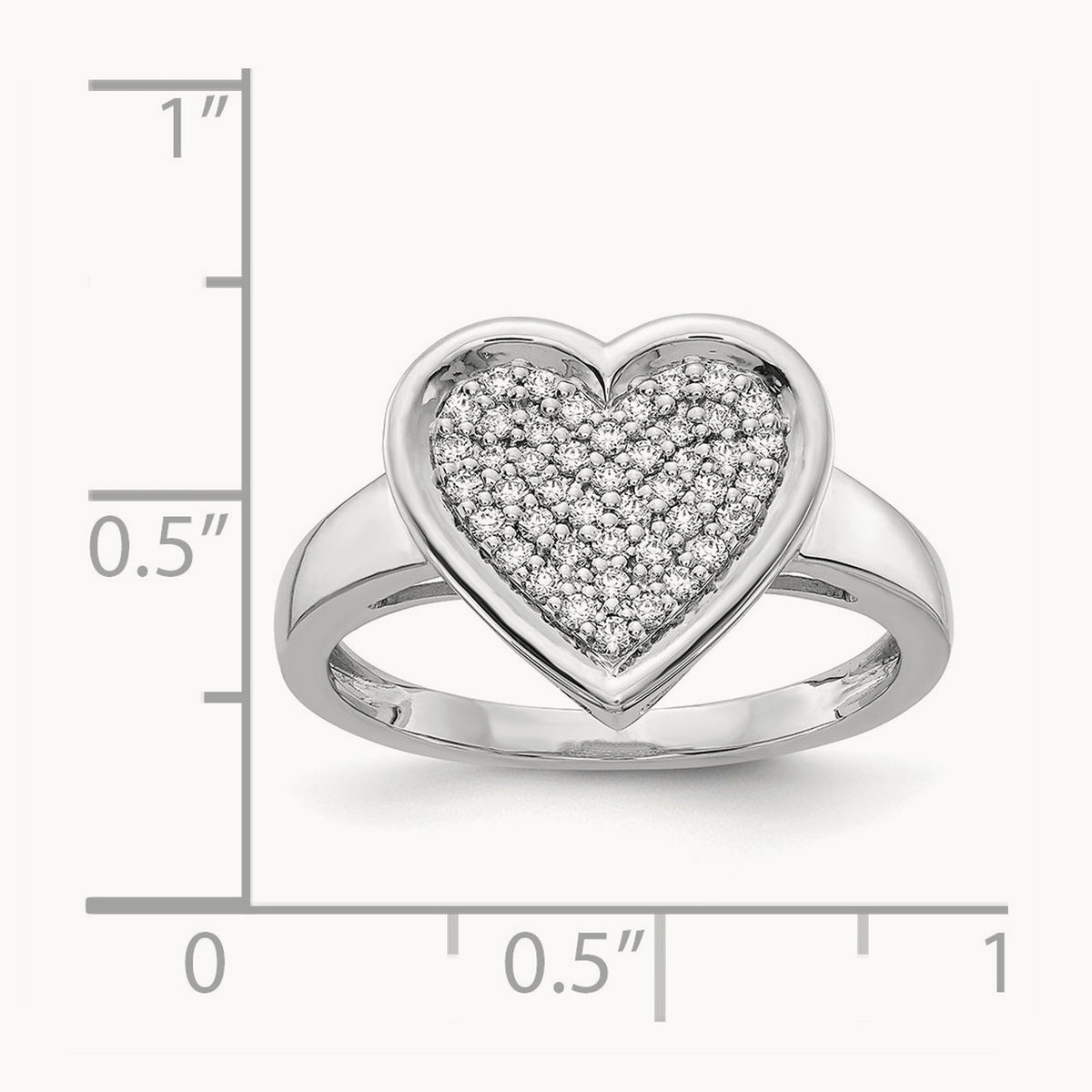 Diamond Fancy Heart Ring, 14K White Gold