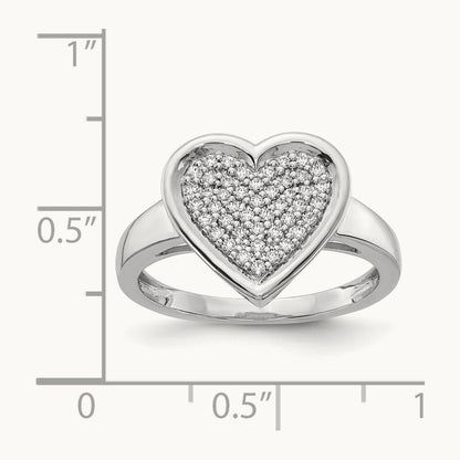 Diamond Fancy Heart Ring, 14K White Gold