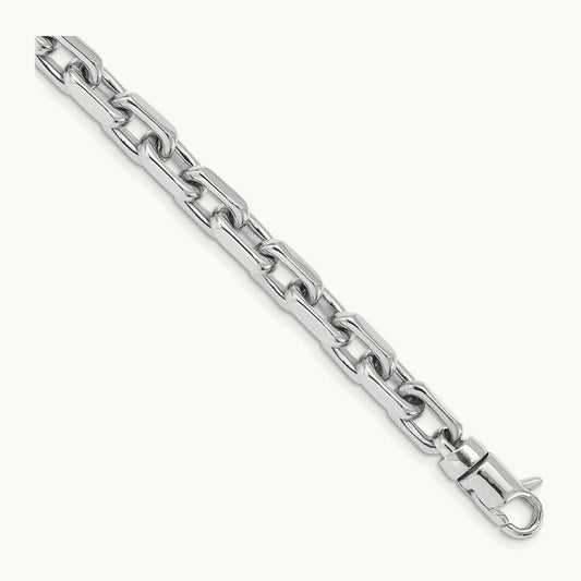 Hand-polished Fancy Link Bracelet, 7mm, 14K White Gold