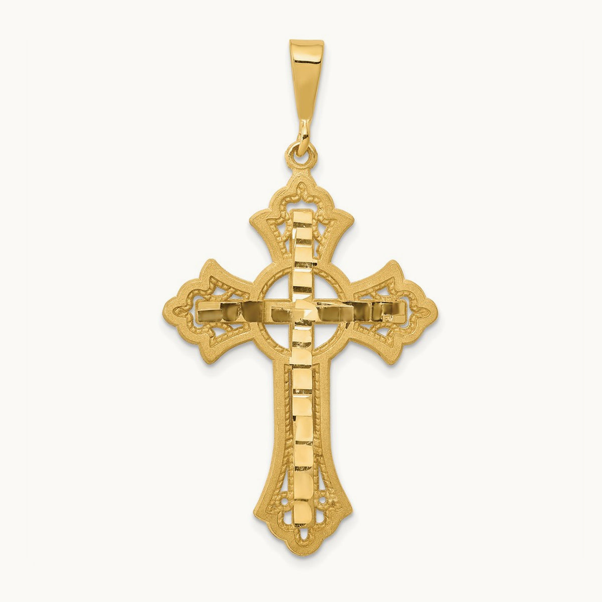 Diamond-cut Celtic Cross Pendant, 14K