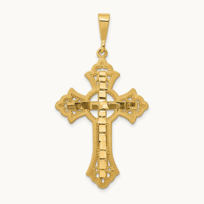 Diamond-cut Celtic Cross Pendant, 14K