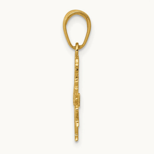 Cheerleader with Pom-Poms Pendant, 14K