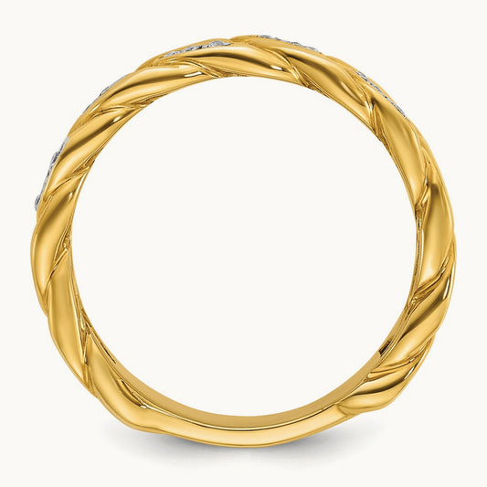 IBGoodman Men's Cuban Link Design Diamond Complete Ring, 14K