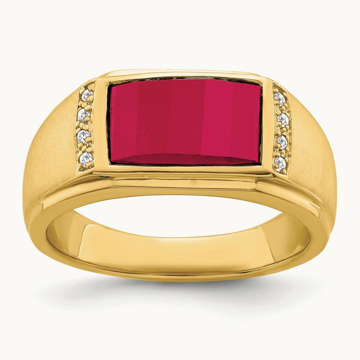 Created Ruby and Diamond Mens Ring, 14K