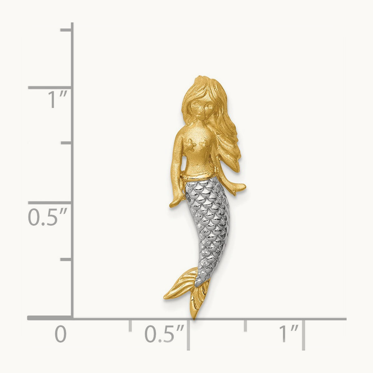 & White Rhodium Brushed Mermaid Slide, 14K