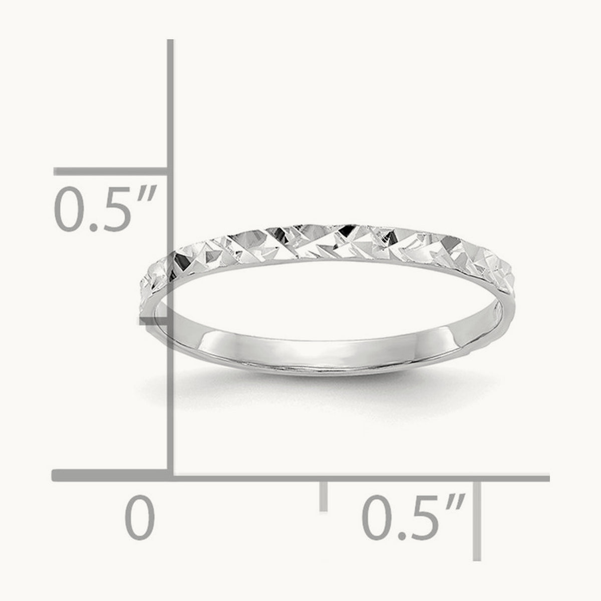 Diamond-cut Design Band Childs Ring — 14K White Gold