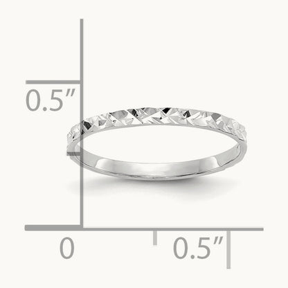 Diamond-cut Design Band Childs Ring — 14K White Gold