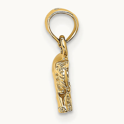 Polished Small Elephant Charm, 14K