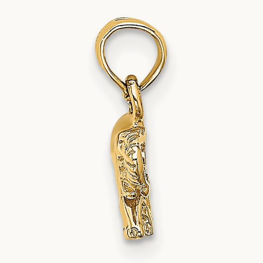 Polished Small Elephant Charm, 14K