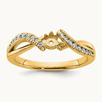 Peg Set Diamond Semi Criss-Cross Eng Ring, 14K Yellow Gold