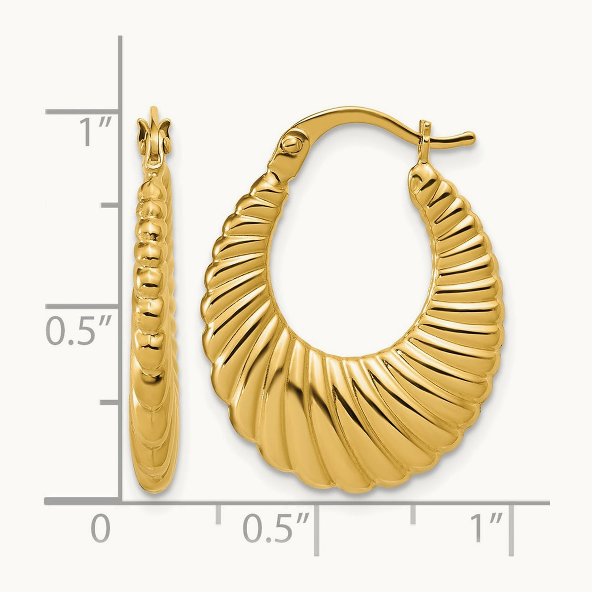 Polished and Grooved Hoop Earrings — Leslie's — 19.5mm