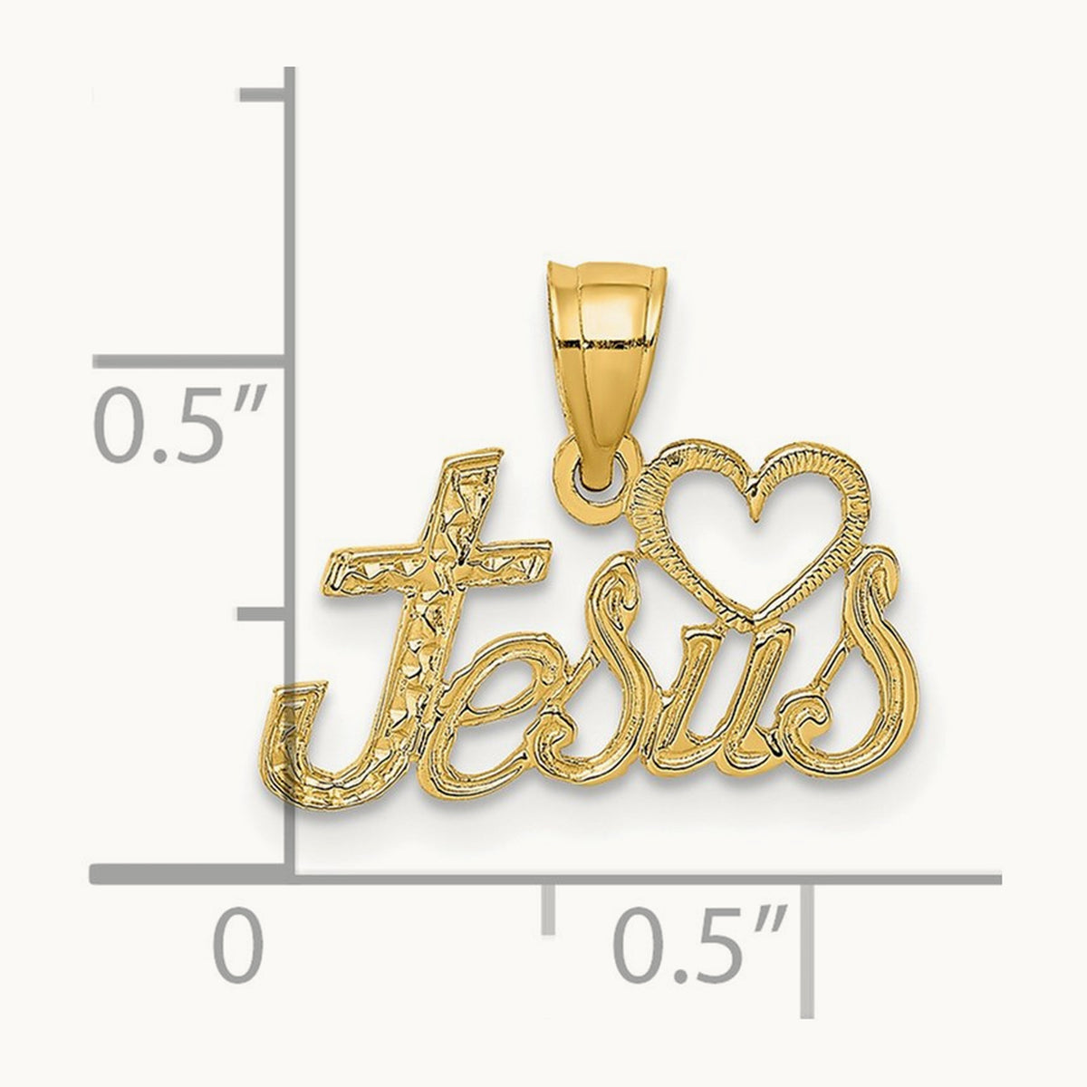 LOVE JESUS Script Charm, 14K