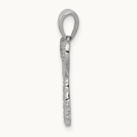 Diamond Heart Key Pendant — 22mm