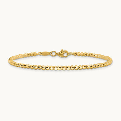 Polished and Diamond-cut Beaded Bracelet, 14K