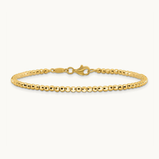 Polished and Diamond-cut Beaded Bracelet, 14K