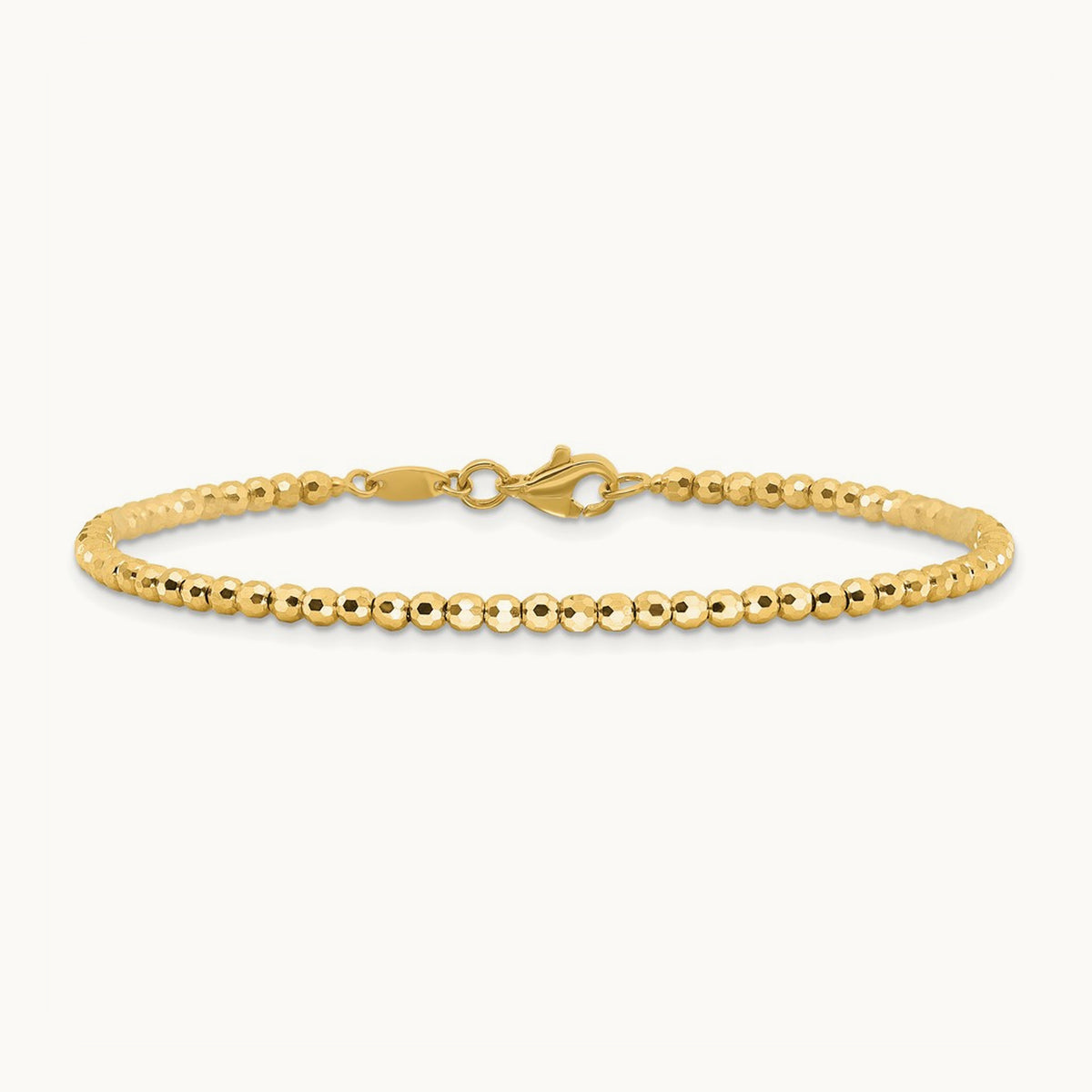 Polished and Diamond-cut Beaded Bracelet, 14K