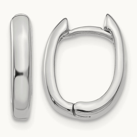 Oval Hinged Hoop Earrings, 14K White Gold