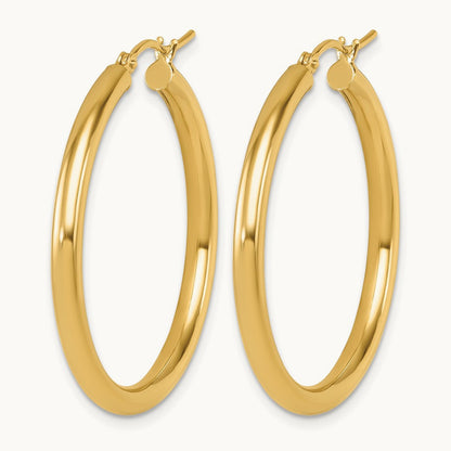 Polished Hoop Earrings, 14K — Leslie's