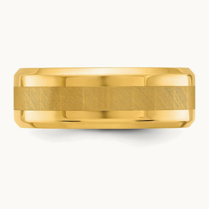 Polished Yellow IP-plated Brushed Center Band, 8mm, Titanium