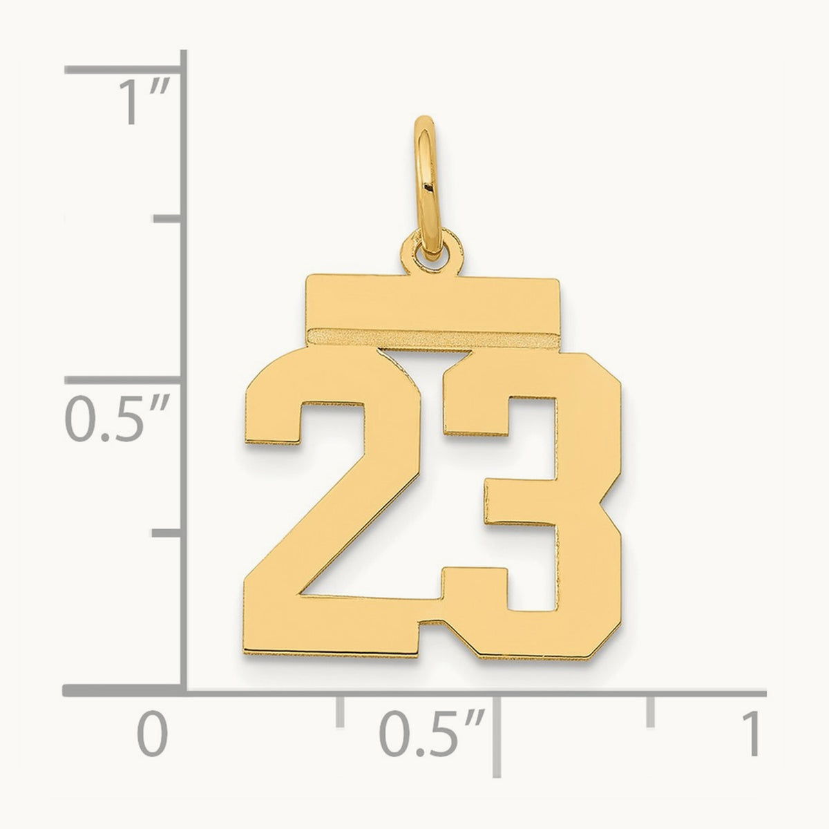 Small Polished Number 23 Charm, 14K