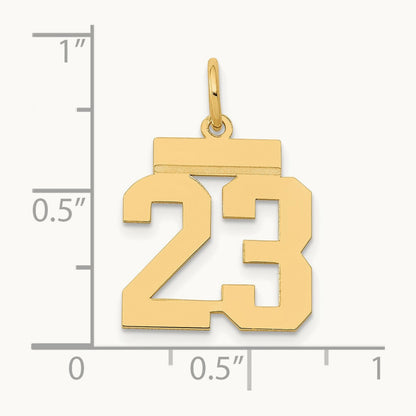 Small Polished Number 23 Charm, 14K
