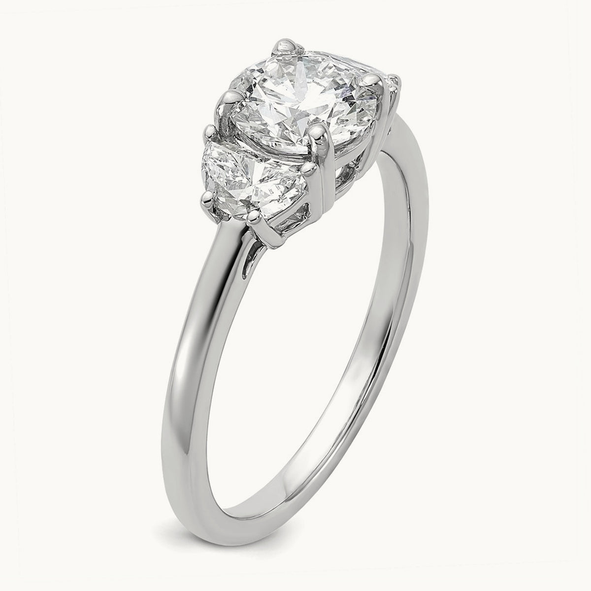 Round 3 Stone Engagement Ring, 1.25-4.00 ct tw Lab-Grown Diamond — 1 3/8 ct, 14K White Gold