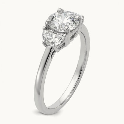 Round 3 Stone Engagement Ring, 1.25-4.00 ct tw Lab-Grown Diamond — 1 3/8 ct, 14K White Gold