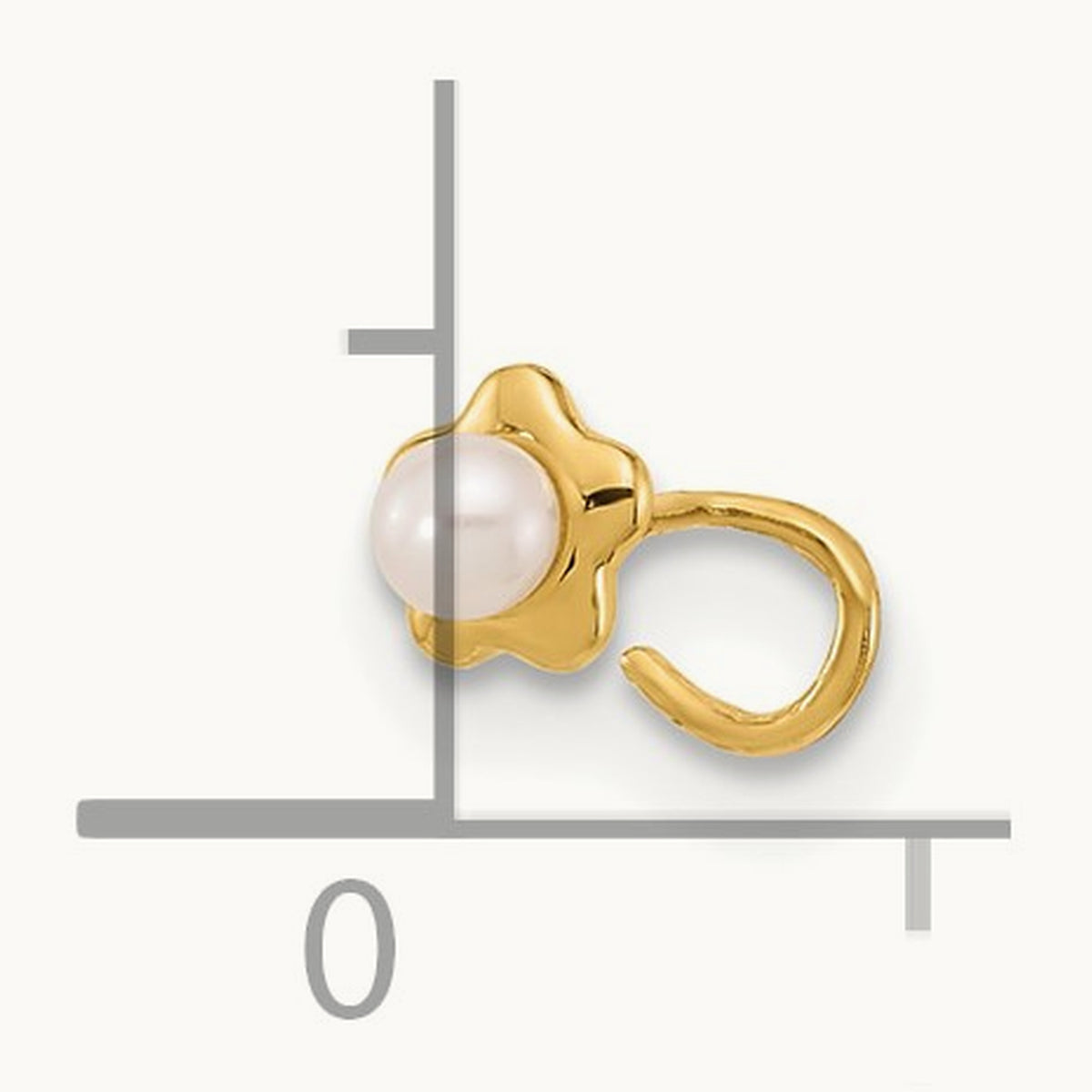 22 Gauge Flower Freshwater Cultured Pearl Nose Ring Body Jewelry, 14K