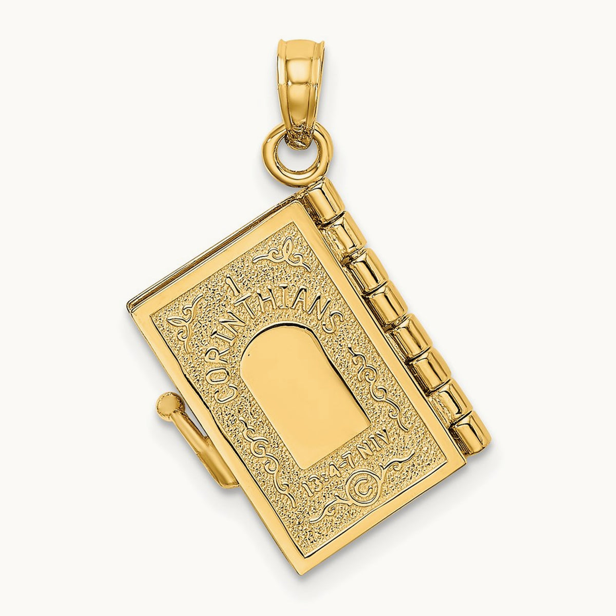 Enameled 3D Moveable LOVE Flower Book Pendant, 14K