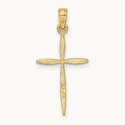 Diamond-cut with Tapered Ends Cross Charm — 14K Yellow Gold