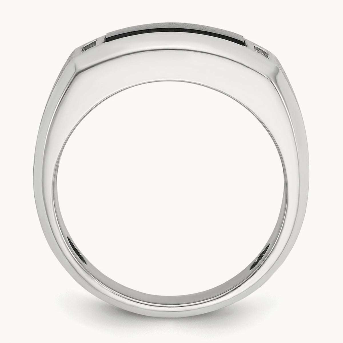 IBGoodman Men's Satin Onyx/Diamond Complete Ring, 14K White Gold