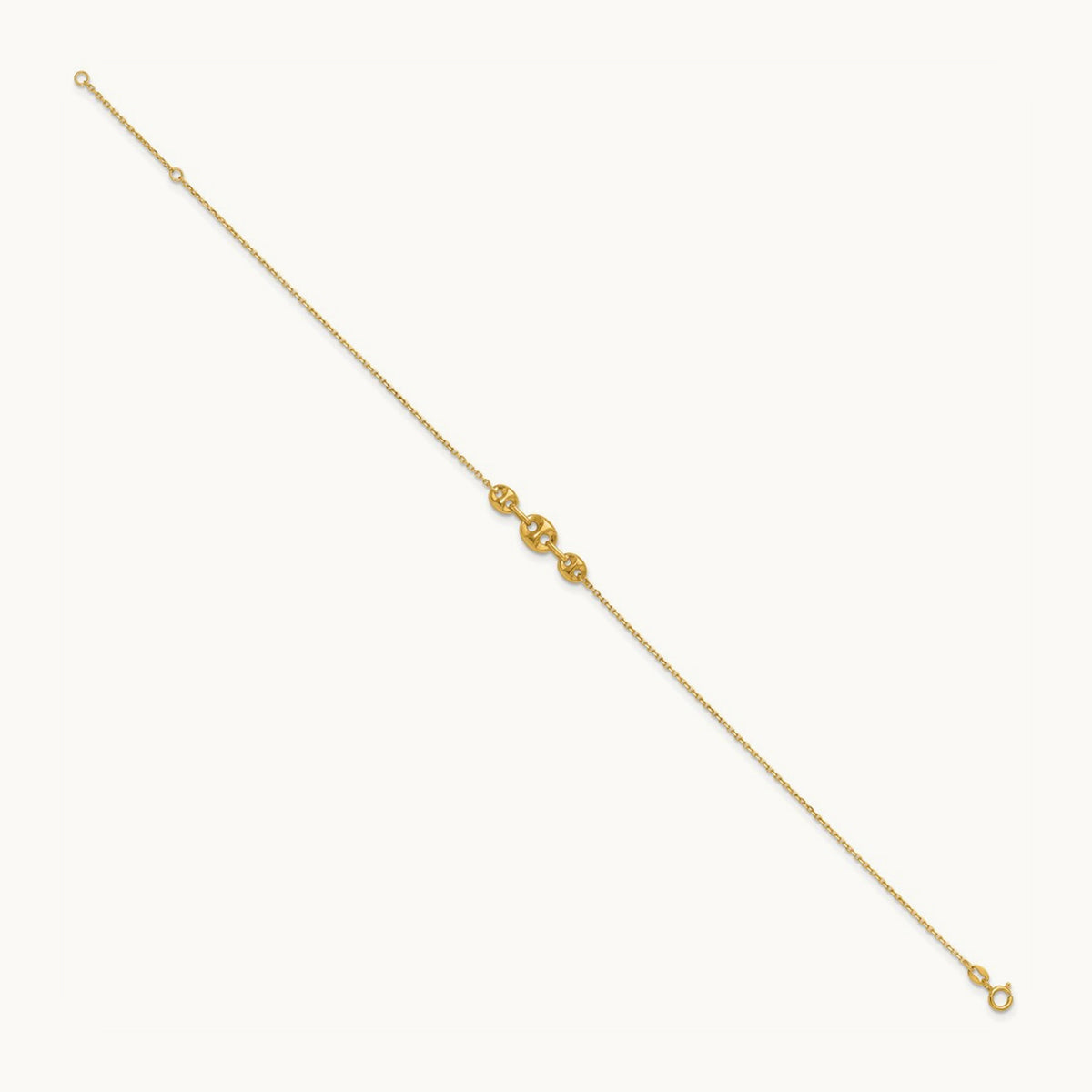 Polished Fancy Link 9in Plus 1 in ext. Anklet, 14K