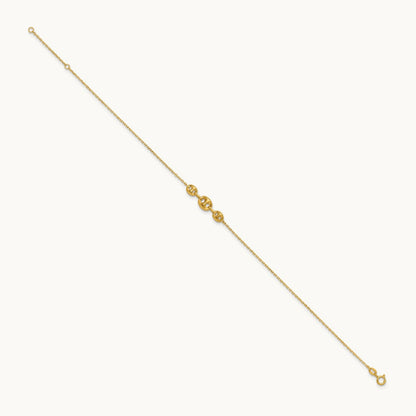 Polished Fancy Link 9in Plus 1 in ext. Anklet, 14K