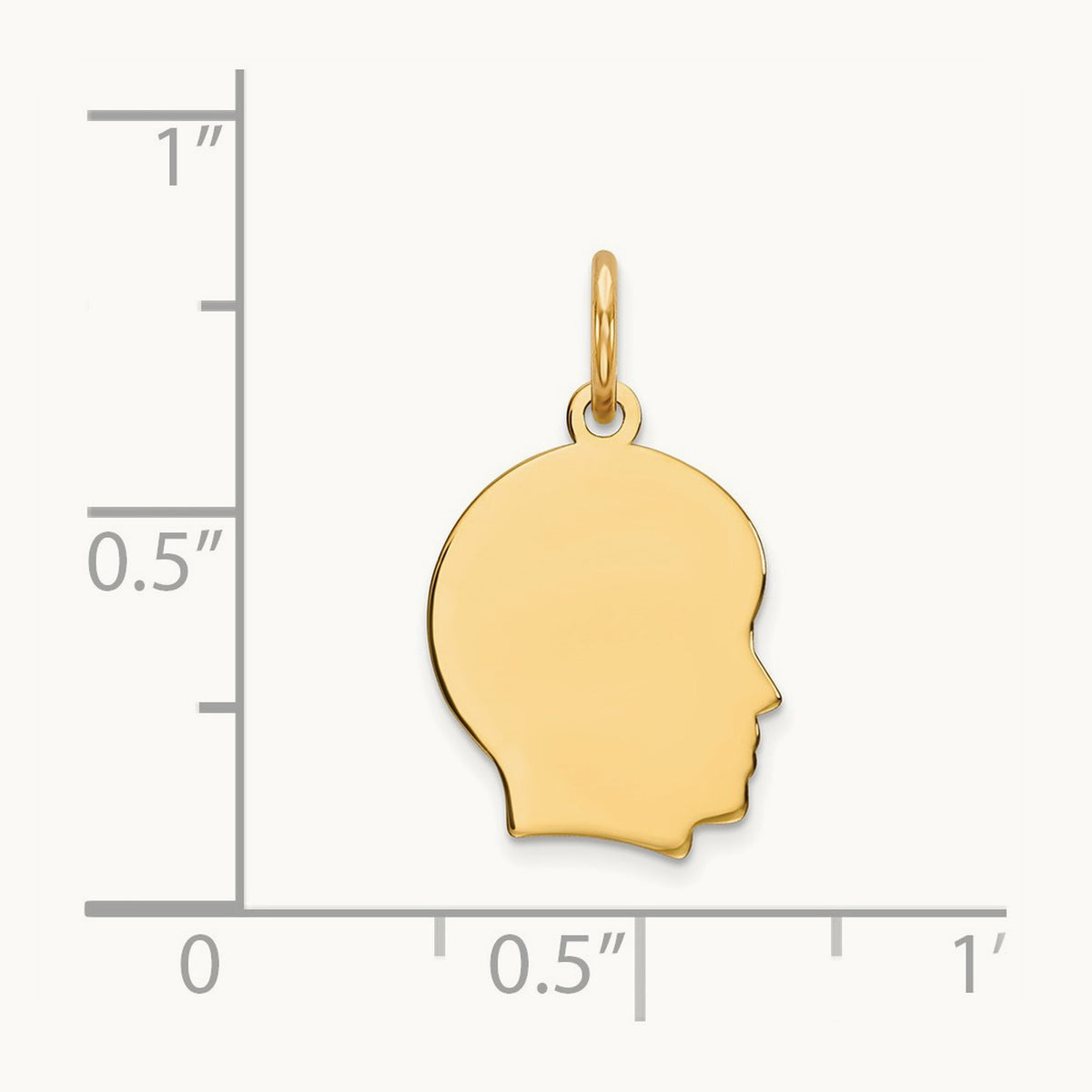 Plain Small .009 Gauge Facing Right Engravable Boy Head Charm — 18mm