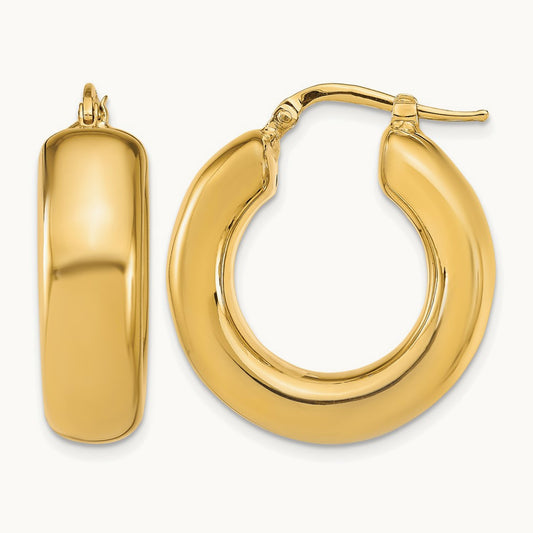 Polished Hoop Earrings, 14K — Leslie's
