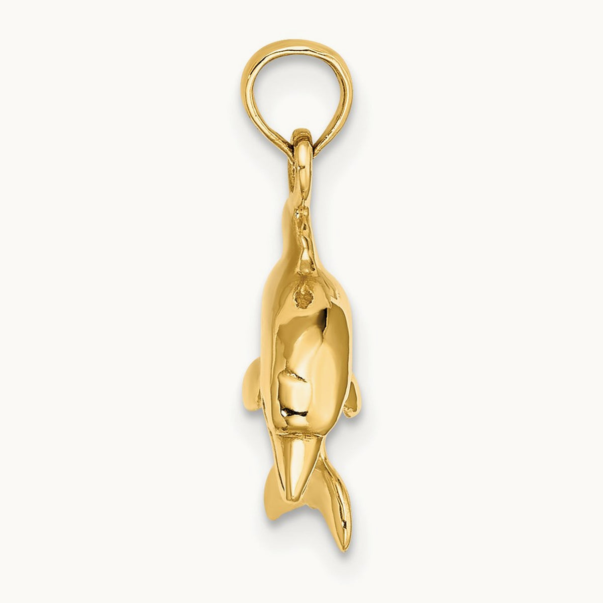 3-D Dolphin Jumping Charm — 14K Yellow Gold