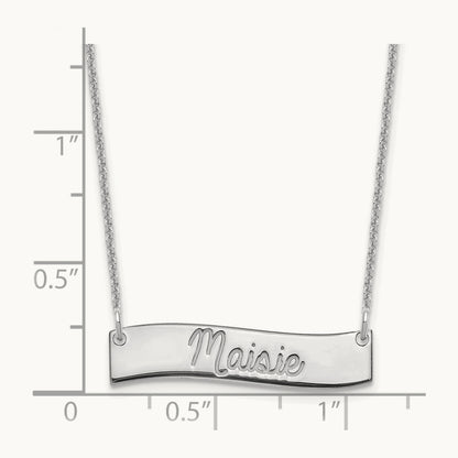 Small ALWAYS IN MY HEART Curved Bar Necklace, 10K White Gold