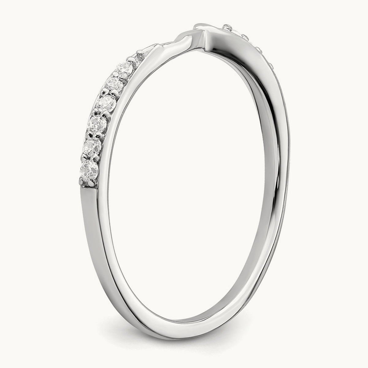 Contoured Diamond Band, 10K White Gold